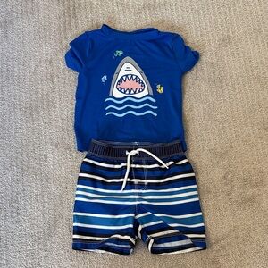 Old Navy Blue & Navy Striped Toddler Swim Set